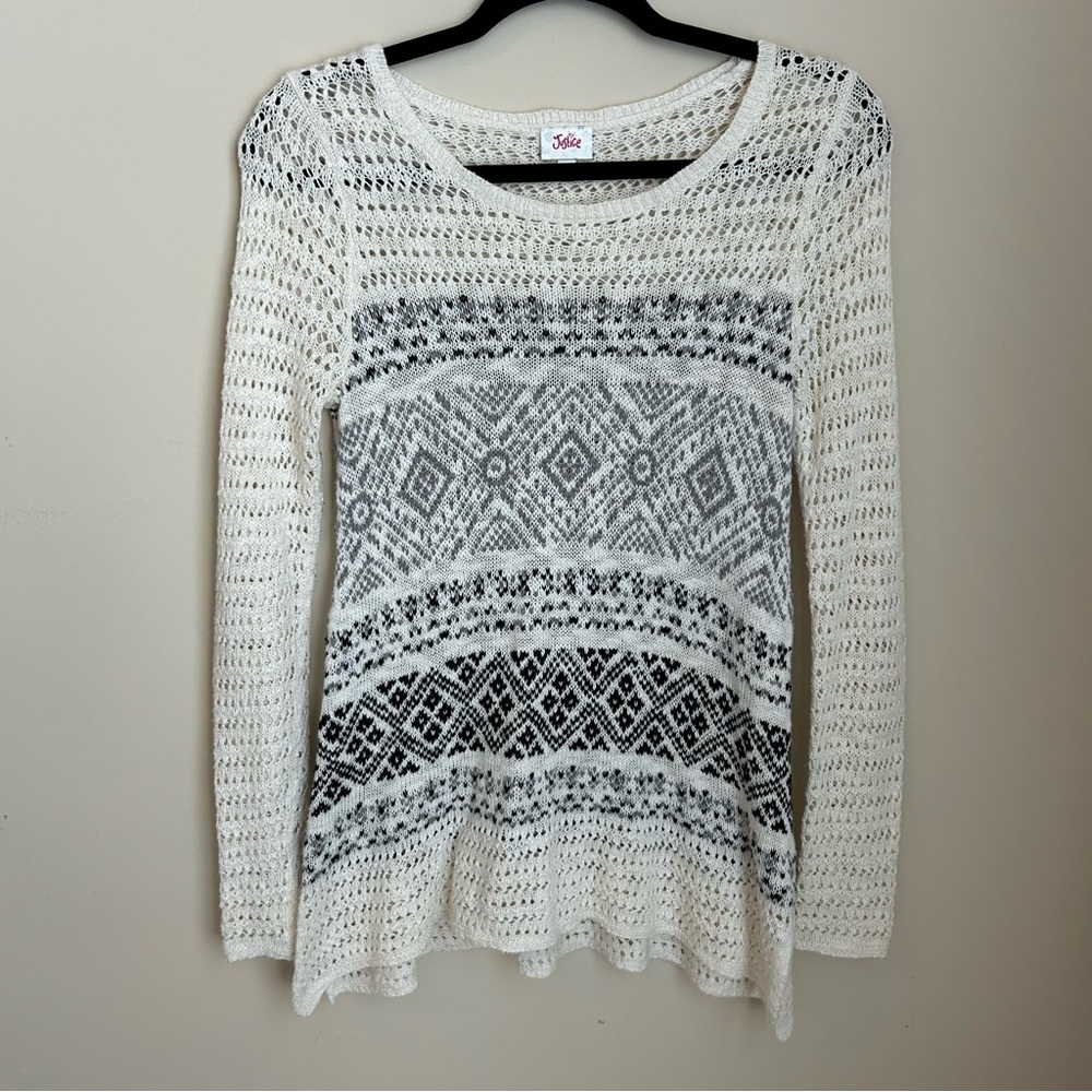Justice Cream Crocheted Pullover Crew Neck Open Sweater / Sweater Dress Size 16